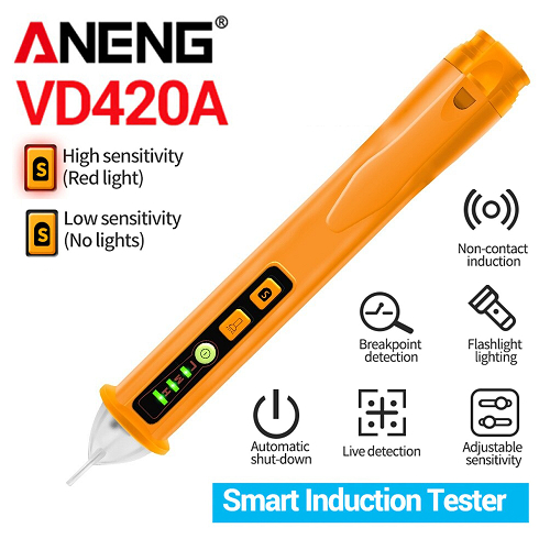 Tester Pen Tespen Non Contact AC Test Voltage Alert Detector 12-1000V VD-02 Plus Baterai Tinggal Pakai LIstrik