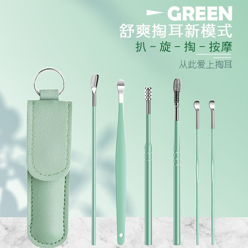 Alat Pembersih Telinga Korek Kuping Set Isi 6 Pcs + Pouch