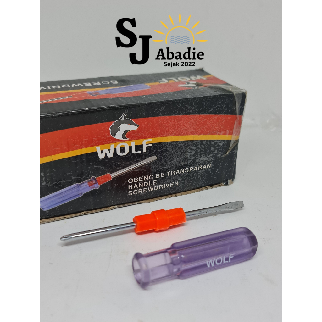 (12 PCS) Obeng Bolak Balik Two Way Screwdriver Gagang Pvc WOLF 3 Inch | SJ ABADIE |