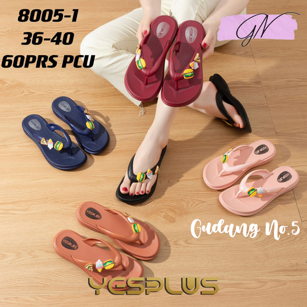 GN-8005-1 Sandal Jepit Jelly Wanita Fashion Korean dengan Jibbitz Style Import Yesplus PCU