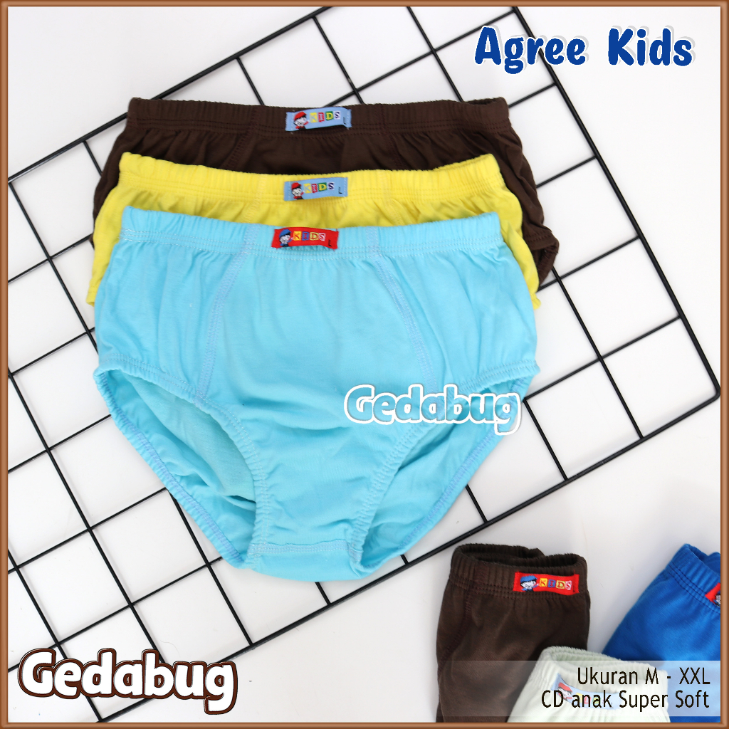 3 Pcs - CD Anak Agree AK 014 / AK014 | Celana dalam anak karet Kerut | Gedabug