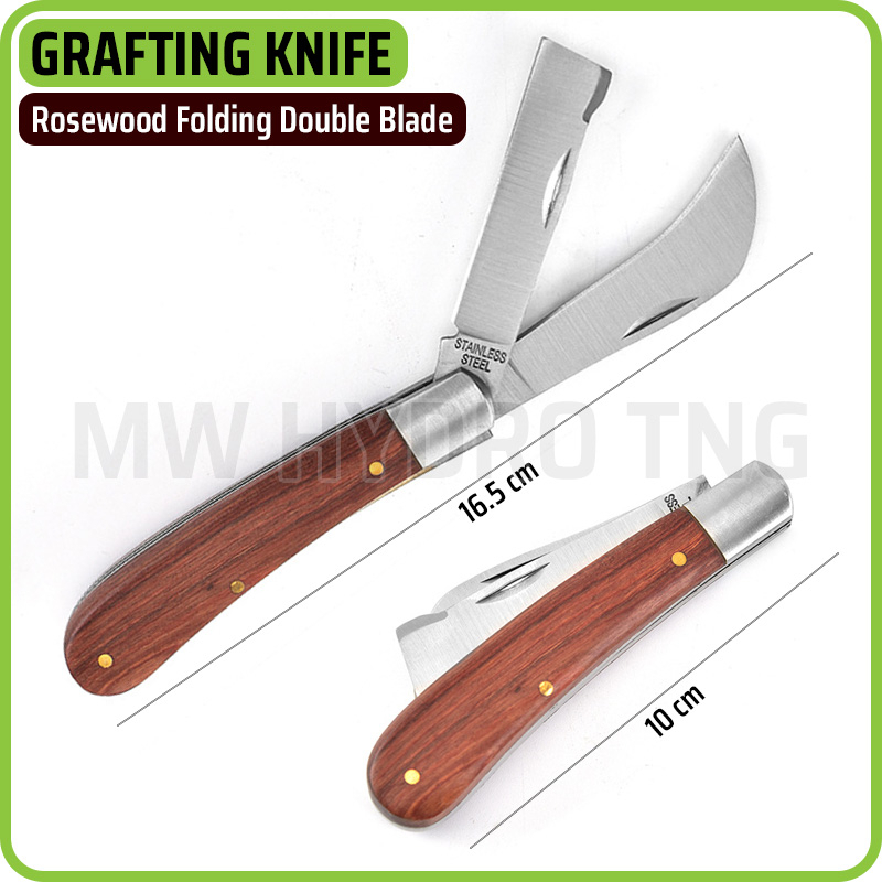 Pisau Lipat Okulasi Cangkok Tanaman, Folding Grafting Knife Rosewood