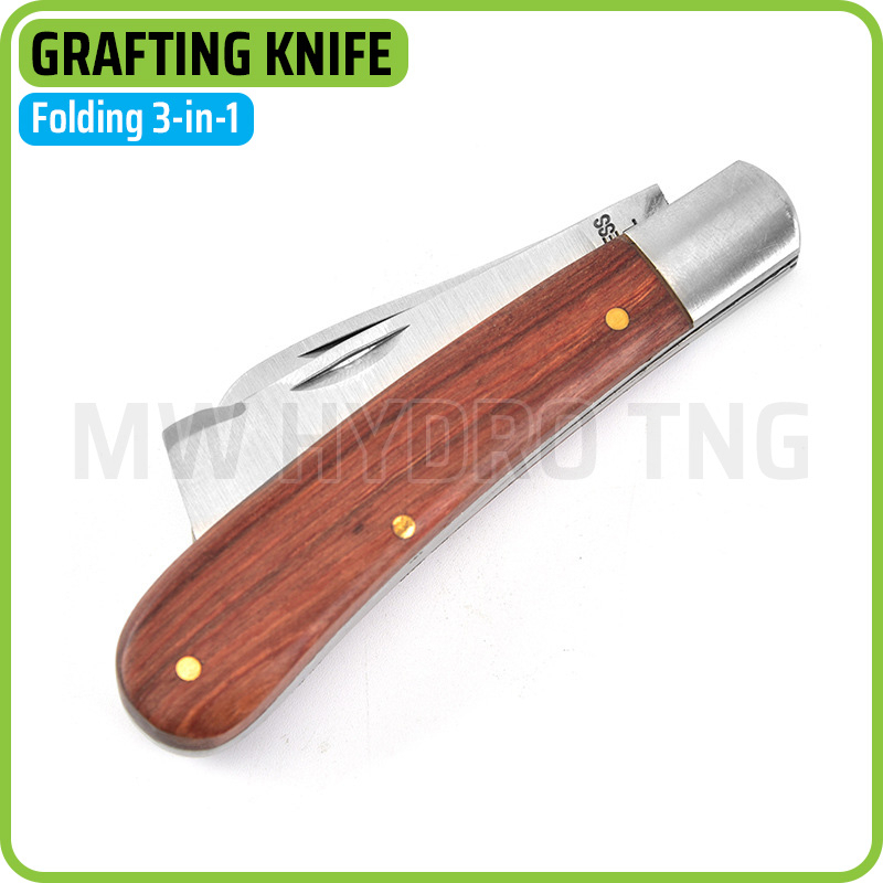 Pisau Lipat Okulasi Cangkok Tanaman, Folding Grafting Knife Rosewood