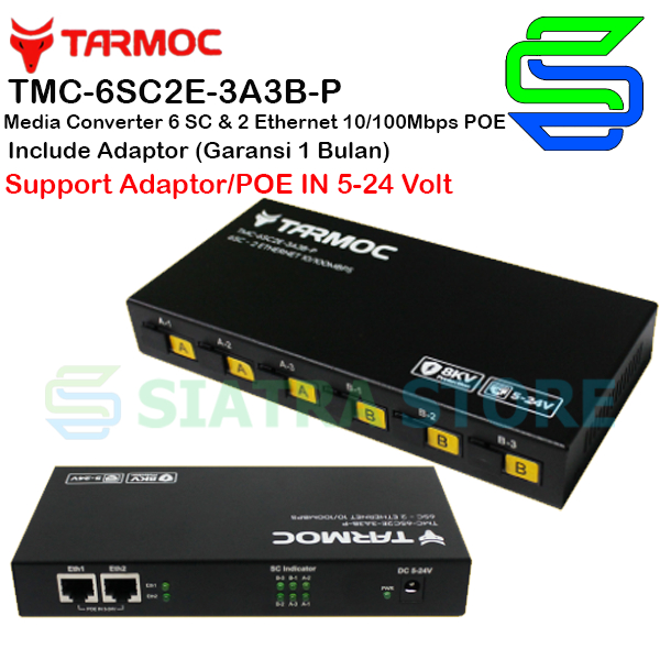 Tarmoc Media Converter 6 FO 2 LAN PoE | 6 SC 2 Rj45 PoE | 6FO 2LAN / 6 FO 2 LAN suport poe