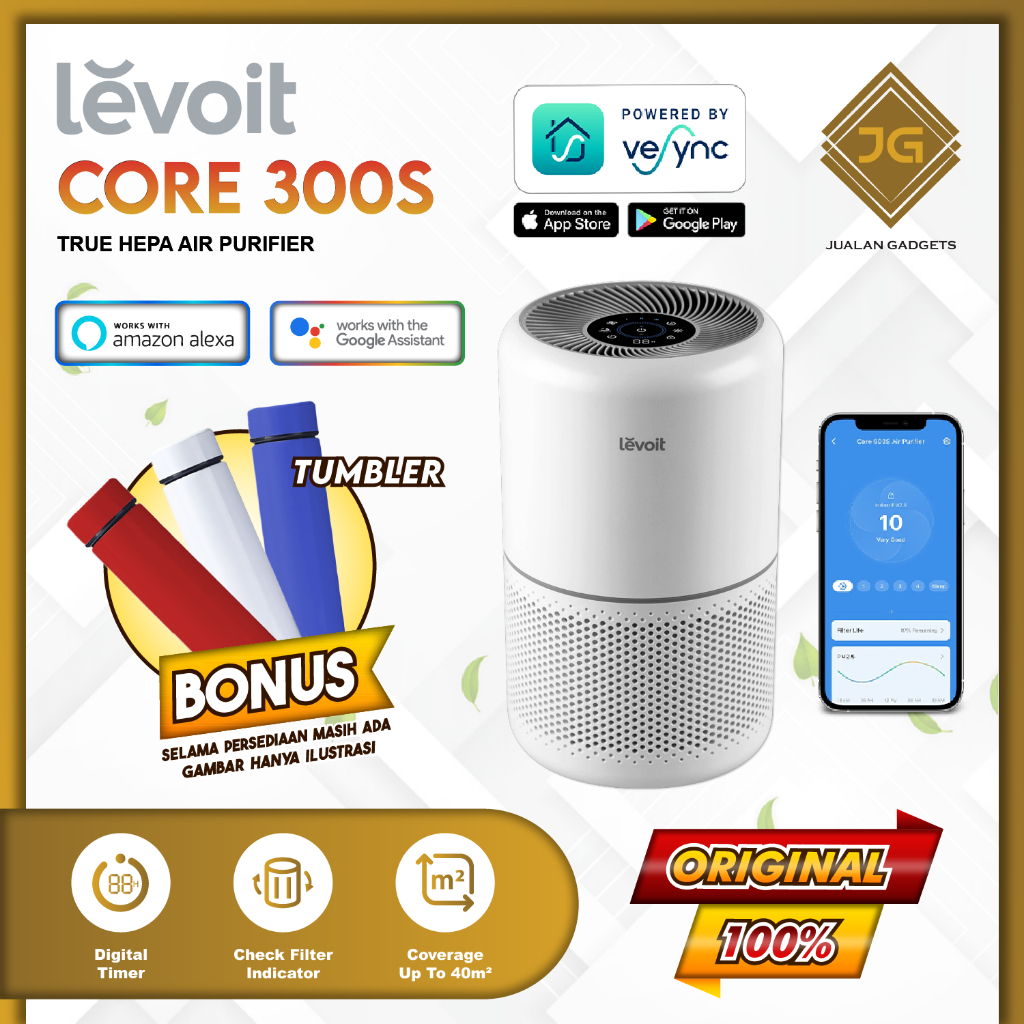 Levoit Core 300S Smart WiFi Air Purifier True HEPA 13 Garansi Resmi