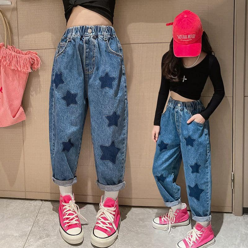 Celana Panjang Jeans Anak Remaja Cewek Impor motif Stars