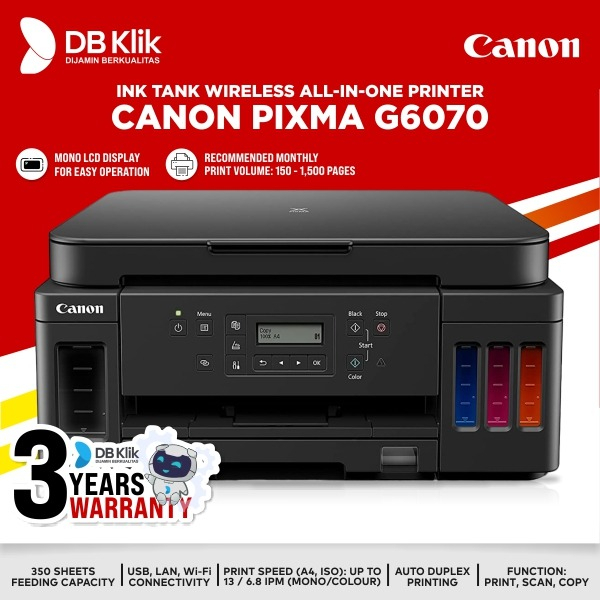 Printer Canon Pixma G6070 Print Scan Copy - Canon G6070