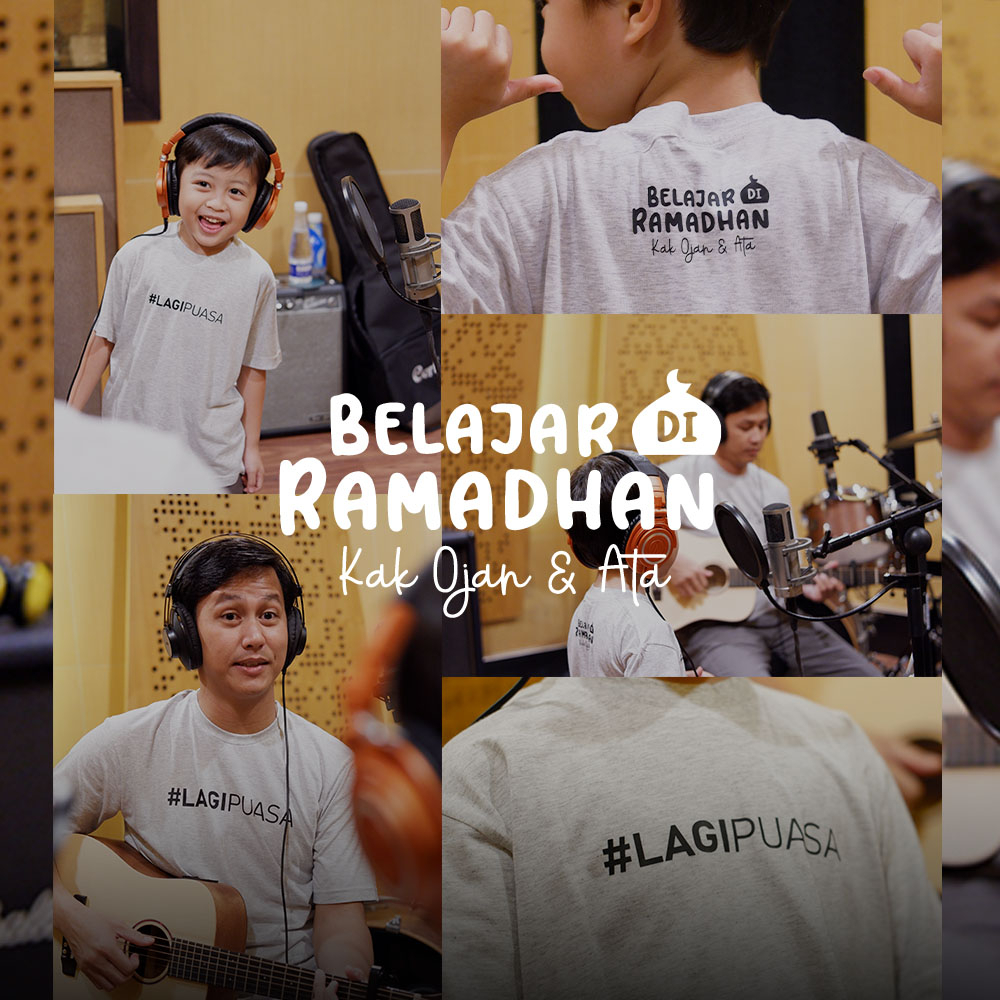 Kaos Couple Ayah Anak Laki Laki #Lagi Puasa Belajar di Ramadhan By Ammar Kids X Kak Ojan &amp; Atta