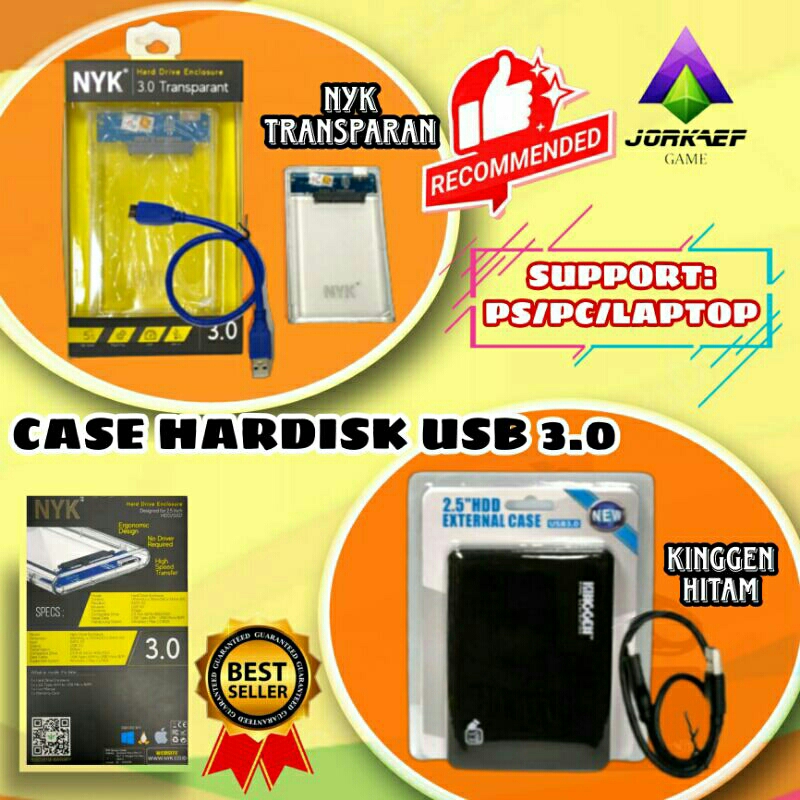 CASE HDD KINGGEN EXTERNAL 2,5&quot; USB 3.0 HITAM