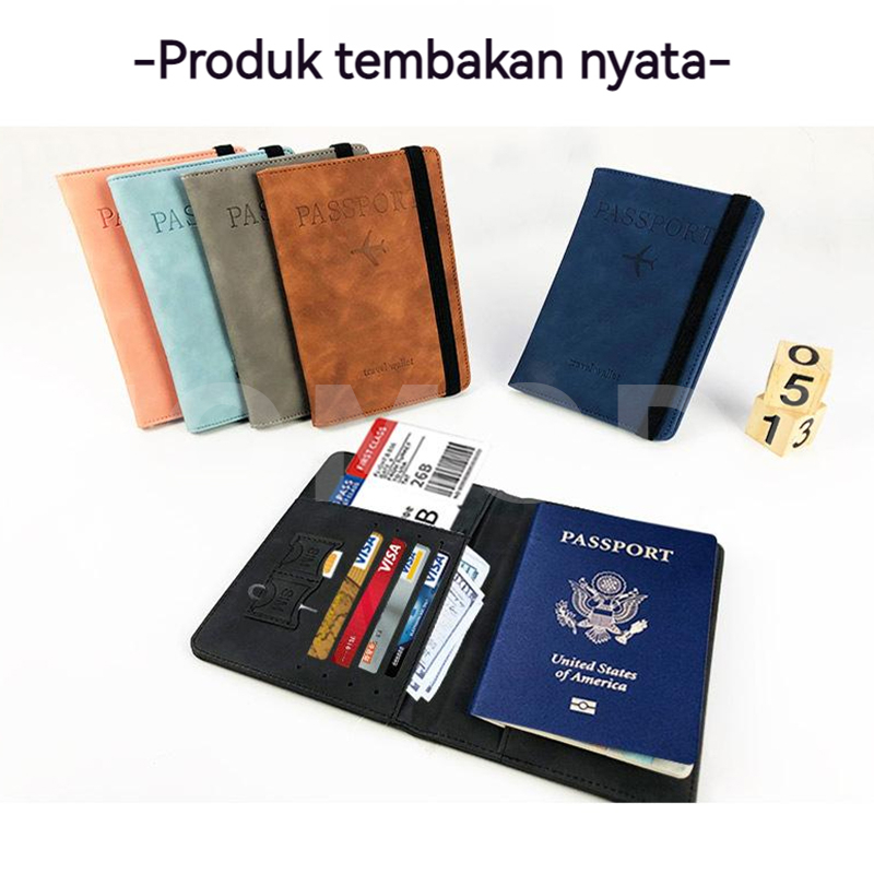 Tas paspor RFID pu kulit multi-fungsi dapat menempatkan kartu SIM tas dokumen kulit tempat pemegang paspor