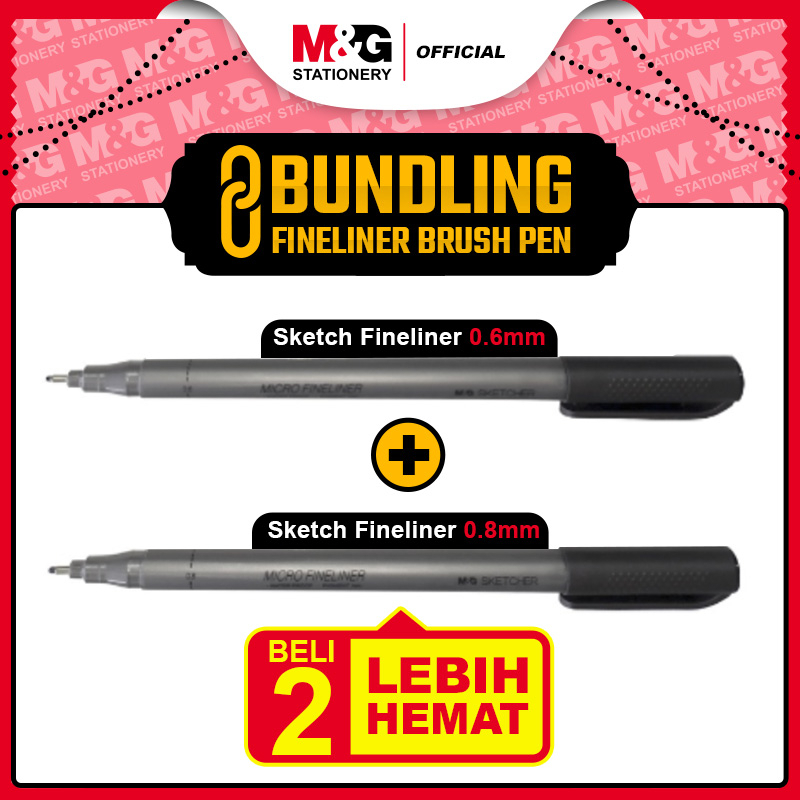 

BUNDLE M&G Sketch Fineliner Brush Pen Sketsa for Drawing Writing Sketching 0.6mm + 0.8mm