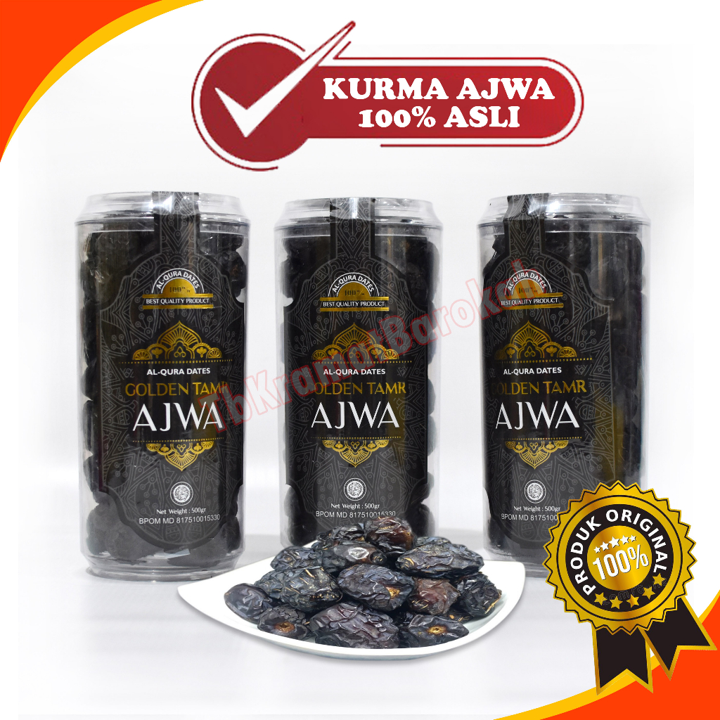 

Kurma Ajwa Madinah Golden Tamr Premium Asli 100% Original Korma Nabi Azwa