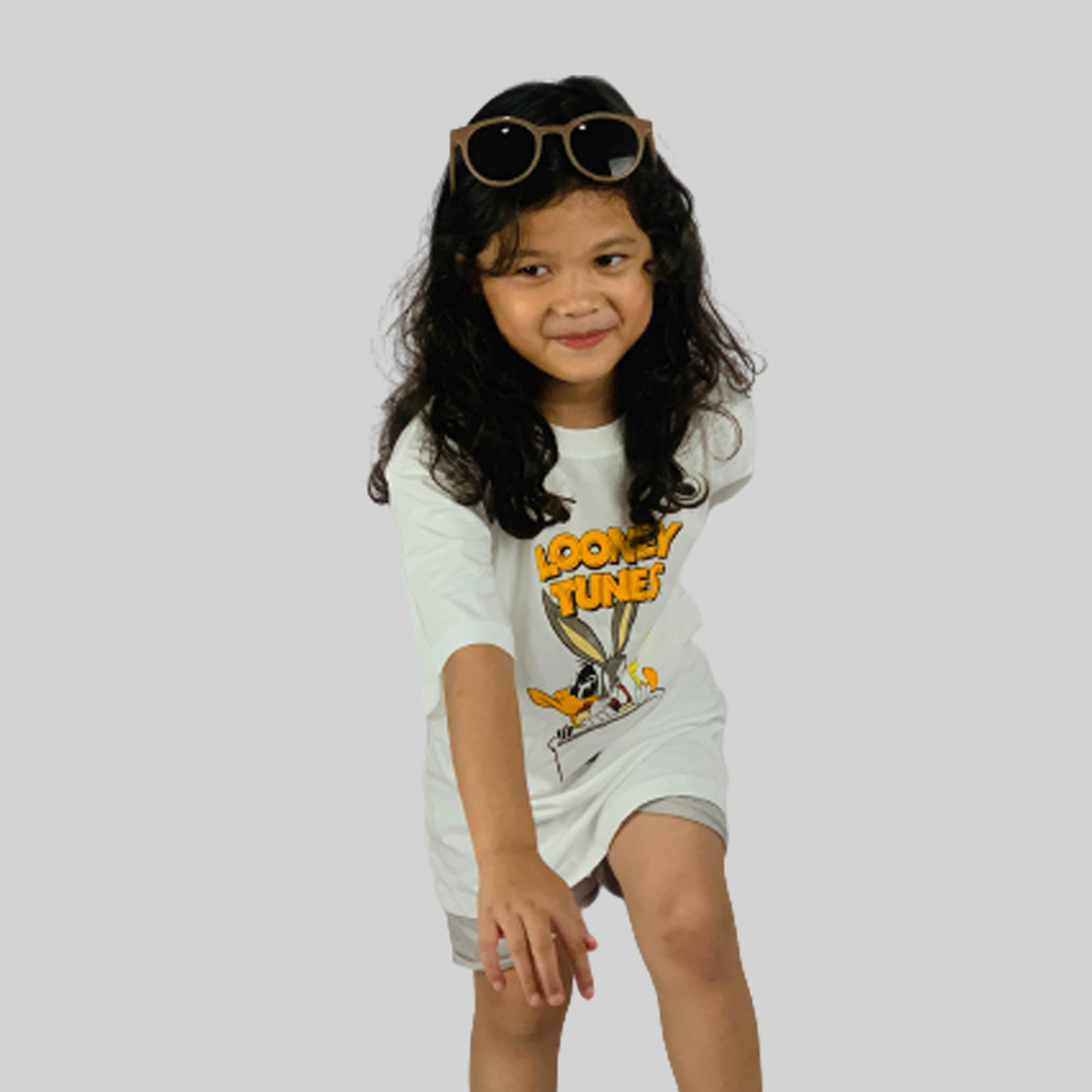 Kaos Anak, Tshirt Anak, Baju Atasan anak laki laki Perempuan Unisex Catton Bamboo 30s  - PUTIH LOONE