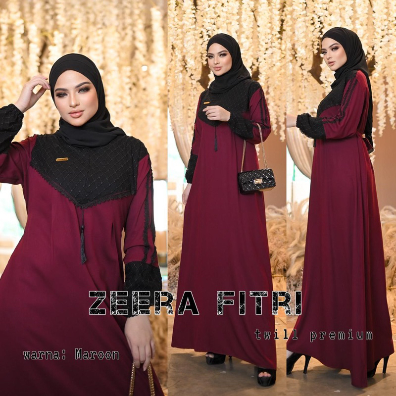 Daster Arab Zeera FITRI Maxi Dress Gamis Rayon Twill Premium