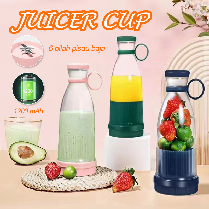 Juice Blender 6 Pisau Portable Juicer Cup Pembuat Jus Elektrik 2400mah Rechargeable Ice Crusher