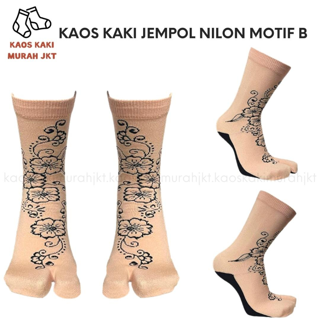 KAOS KAKI WANITA JEMPOL MUSLIMAH MOTIF NILON UKURAN L