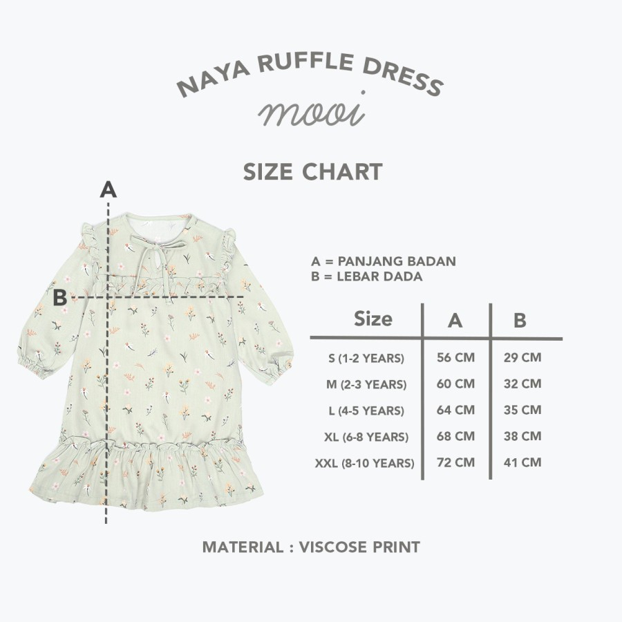 Mooi NAYYA RUFFLE DRESS Anak Perempuan / Dress Anak Perempuan Raya Collection