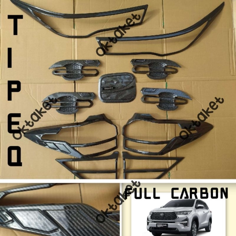 paket lengkap Garnish outer handle tank cover Innova Zenix 2023 2024 Full Carbon tipe G V Q