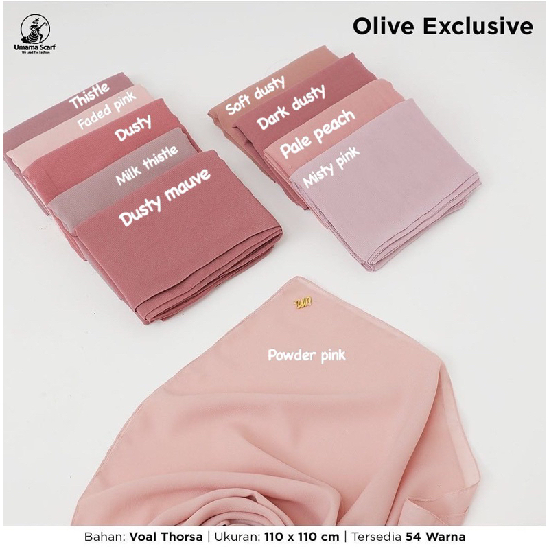 HIJAB SEGIEMPAT UMAMA SCARF OLIVE EXCLUSIVE METAL LOGO