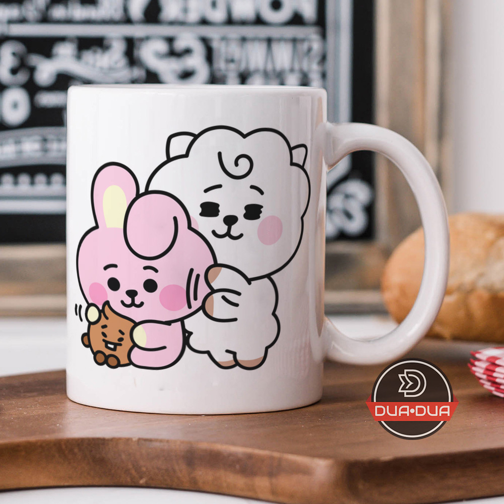 Mug cangkir bts bt21 rj cooky shooky hugs