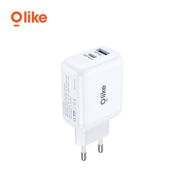 Olike C401 Kepala Charger Adapter Qualcomm Quick Charge 3.0 Power Delivery 20W Dual Port - Garansi 1 Tahun