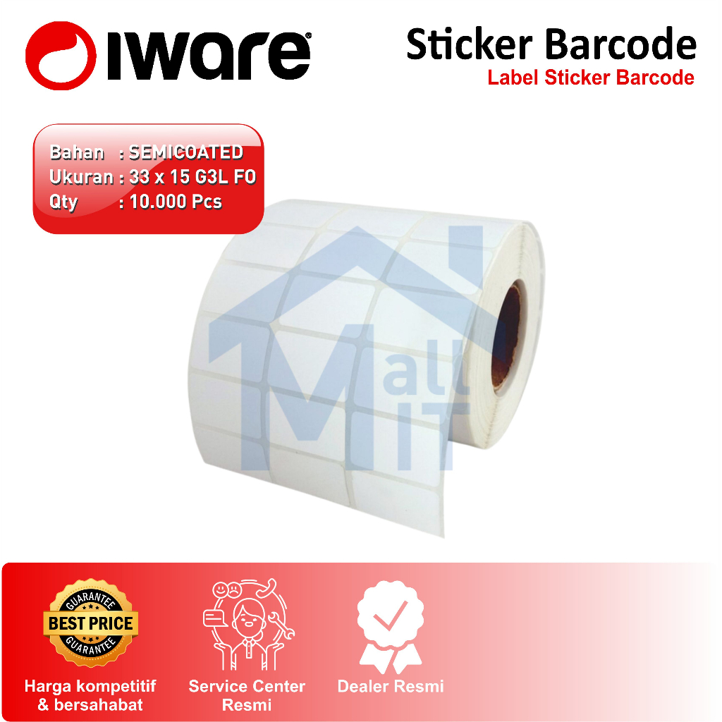 LABEL BARCODE STANDARD UKURAN 33mm x 15mm