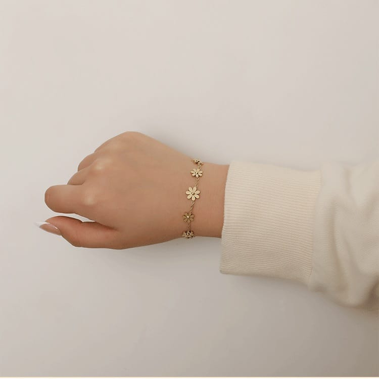 Gelang tangan wanita daisy Bunga Titanium