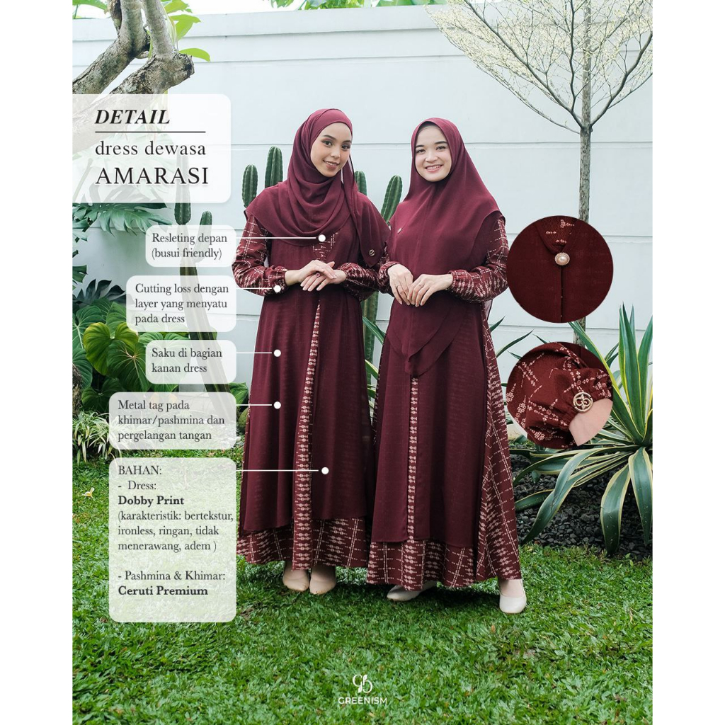 Greenism Sarimbit Amarasi (Black) Quality Premium Syar'i - Family Set