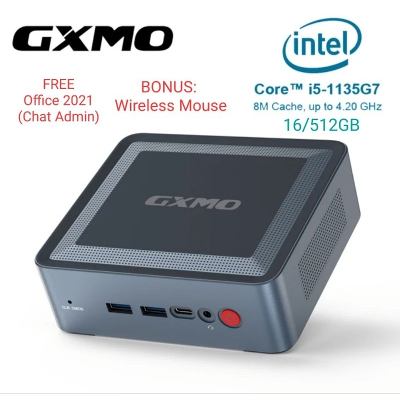 Mini PC GXMO Intel Core i5 1135G7 11th 16/512GB Dual HDMI Windows 11