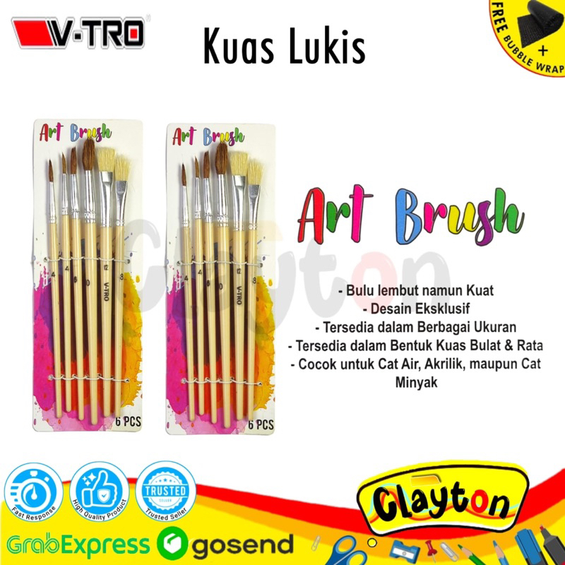 

V-TRO KUAS LUKIS SET ISI 6PCS / KUAS SET MURAH