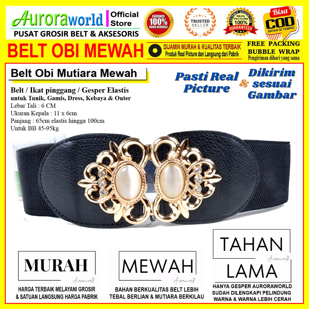 AURORAWORLD Belt Gesper Ikat Pinggang Sabuk Mewah untuk Dres Tunik Gaun Terbaru bisa COD obi wanita karet elastis  korea  terbaru