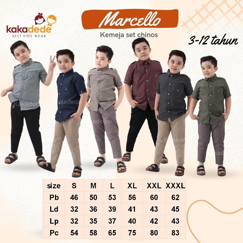 Ready ‼️ Set Kemeja Marcello by Kakadede Set Kemeja Anak Premium bisa COD