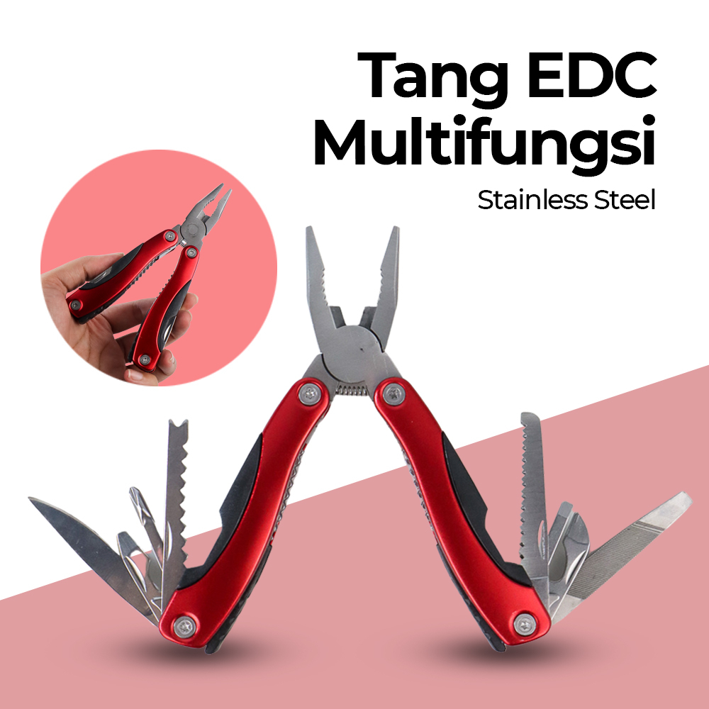 Tang EDC Multifungsi Stainless Steel - MPA13 - Red/Black