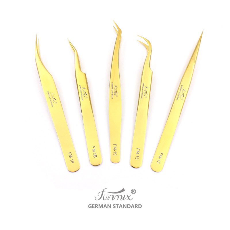 Fun mix Tweezer Gold Original High Quality Pinset For Eyelash Extansion