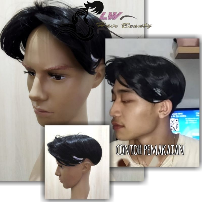 Hairtop Toupe Penutup Botak Tengah Pemanjang Rambut