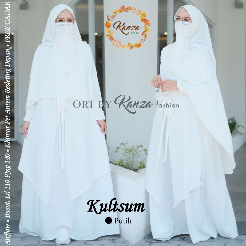[Dheesty] Gamis PUTIH Set Khimar Dress Umroh Haji