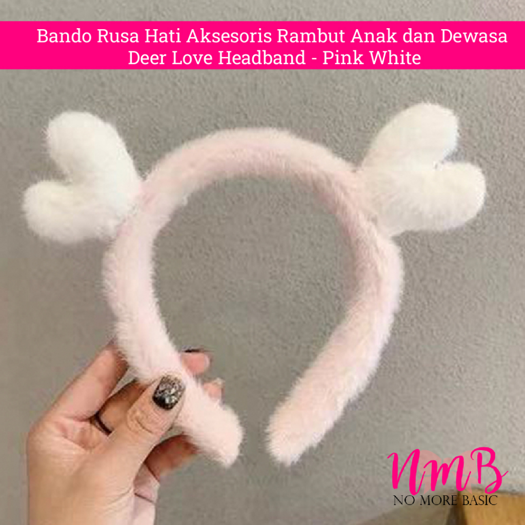 Bando Rusa Hati Aksesoris Rambut Anak dan Dewasa Deer Love Headband