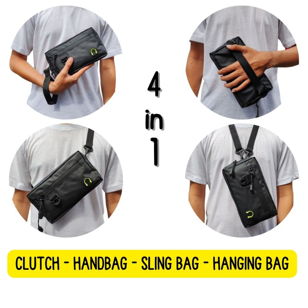 NEZORERO – Tas Selempang Pria 4 in 1 Multifungsi Tas Clutch Pouch Handbag Pria Tas Hanging Gantung Waterproof Anti Air