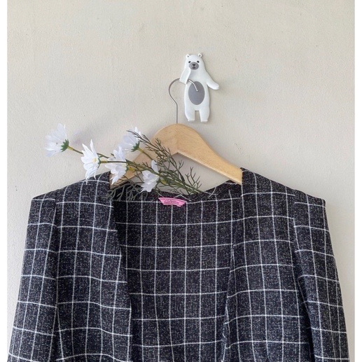 PRELOVED Blazer Hitam Blazer Kotak Blazer Kerja Wanita Plaid blazer