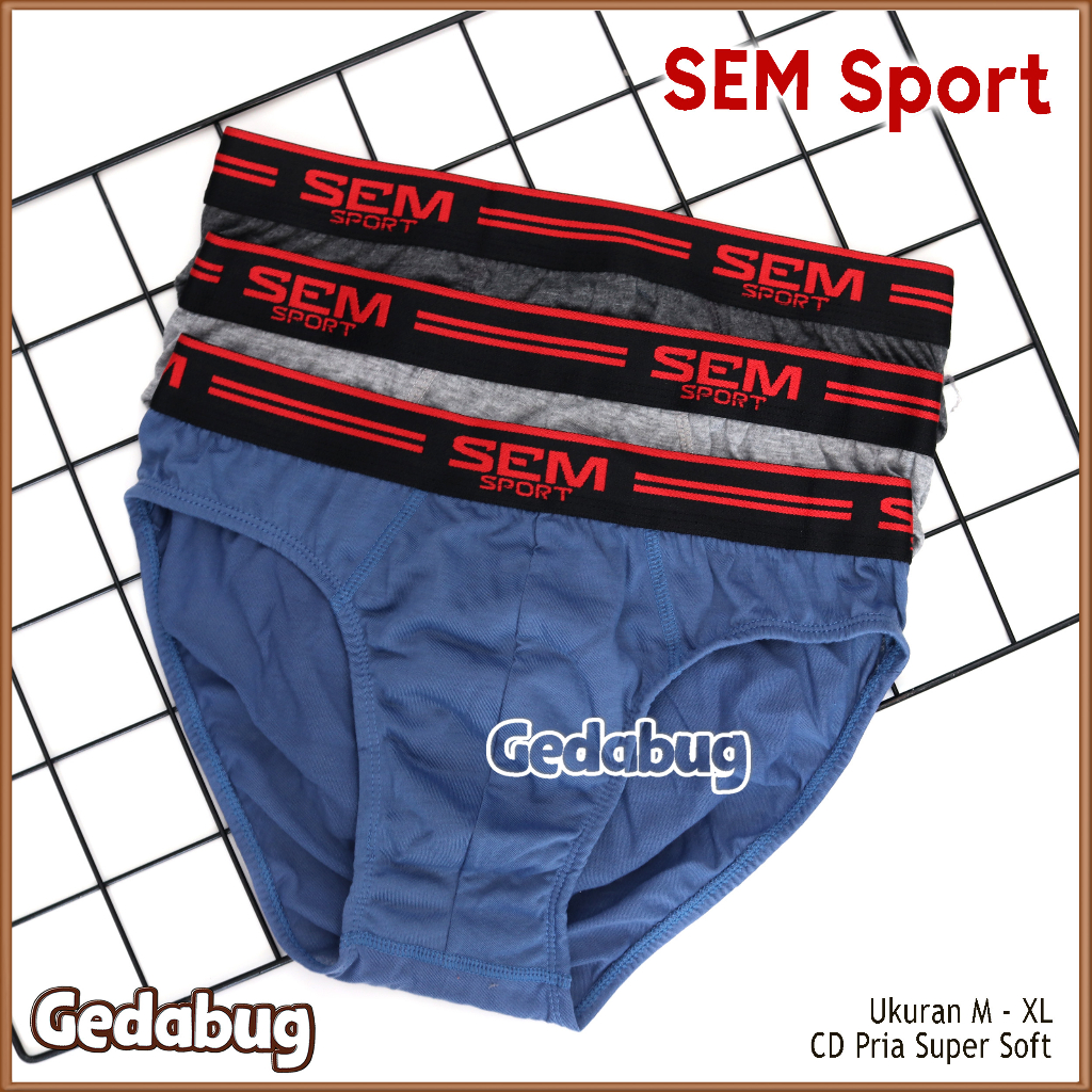 3 Pcs - CD Pria SEM Sport 911 | Celana dalam pria karet Boxer | Gedabug