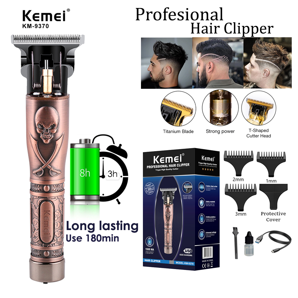 Kemei Profesional Hair Clipper for Men Zero Gap Baldhead Alat Cukur Elektrik Cordless