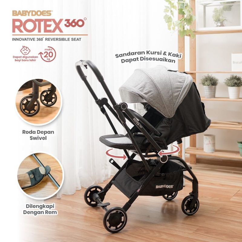 Stroller Babydoes Rotex 360° Ch 419 Innovative 360 Derajat Kereta Dorong Bayi Reversible Seat baby does