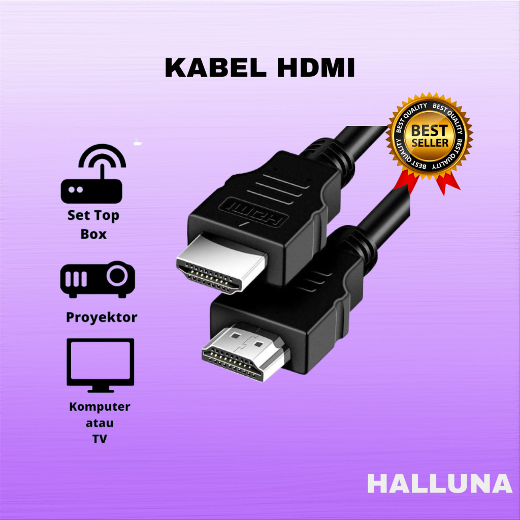 Halluna Kabel HDMI V1.4 Laptop Ke Tv Ke Dvr Cctv Ke Monitor Komputer Panjang 1.5 Meter HDMI To HDMI