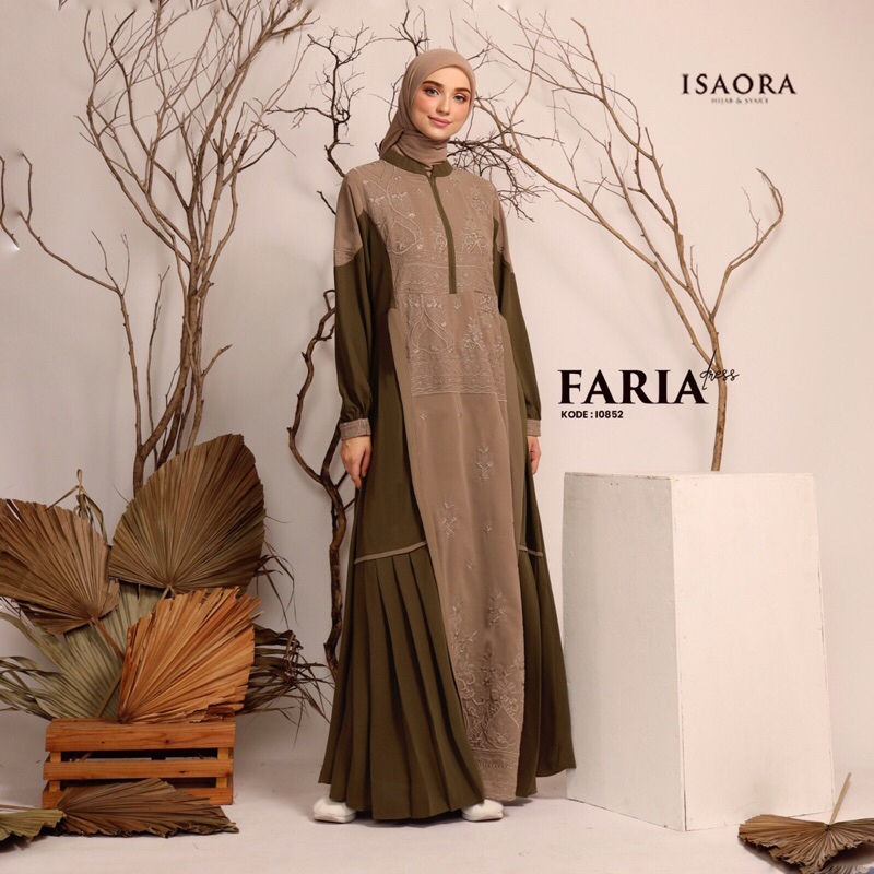 Gamis syari Gamis set Faria dress brand isaora/syar’i rosecrape/ gamis silk/gamis armani silk/gamis 