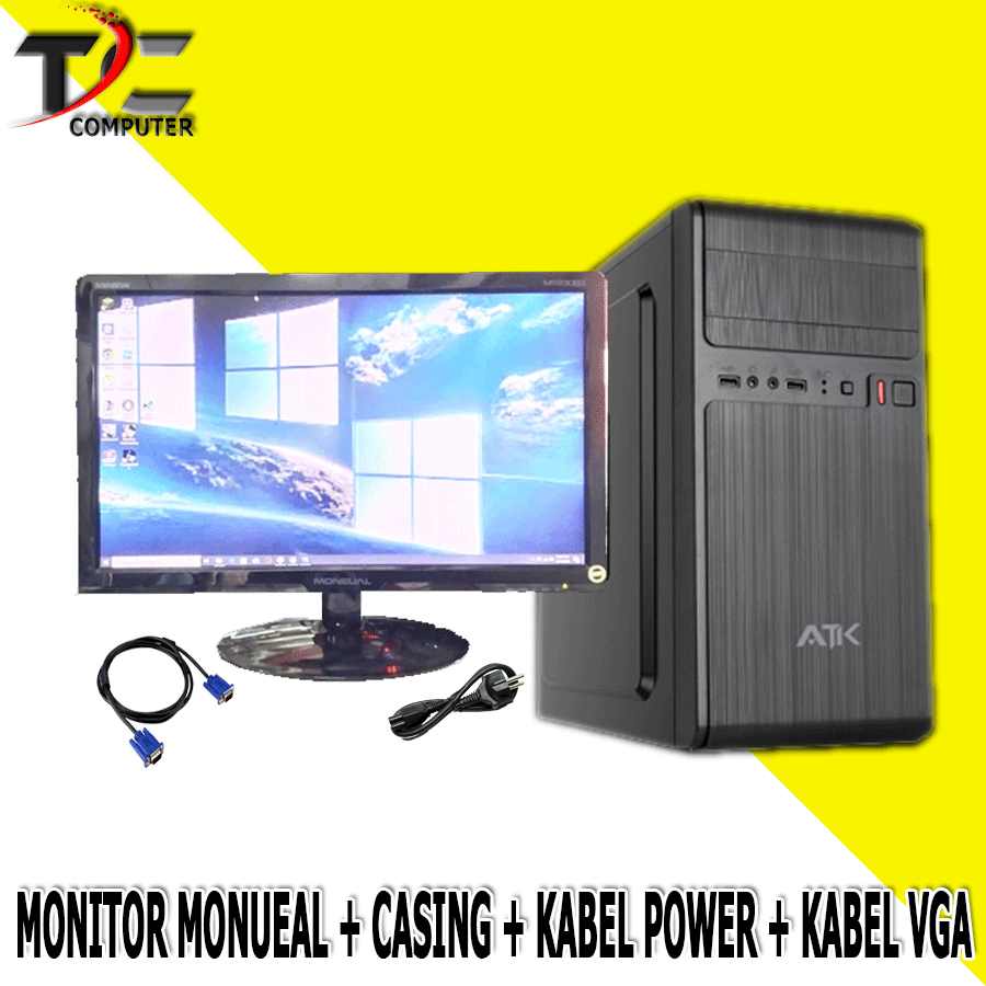 MONITOR LED MONITOR KOMPUTER 24' PLUS CASING PC RGB CASING KOMPUTER