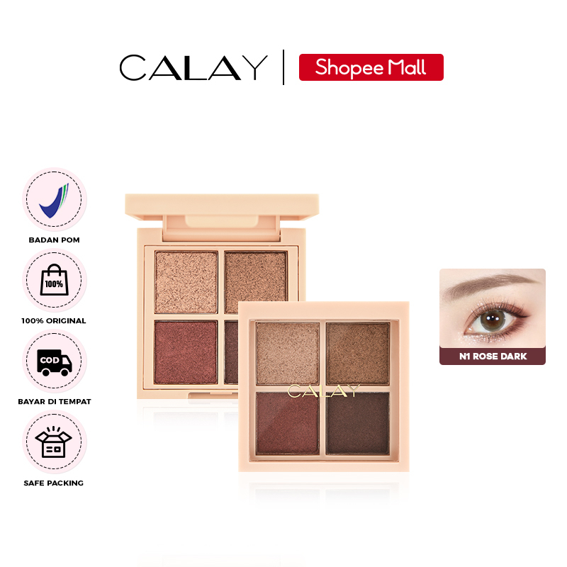 CALAY 4 Warna  Pearlescent Eyeshadow High Pigmented CALAY 4 Warna Nude Eyeshadow #1 Rose Dark