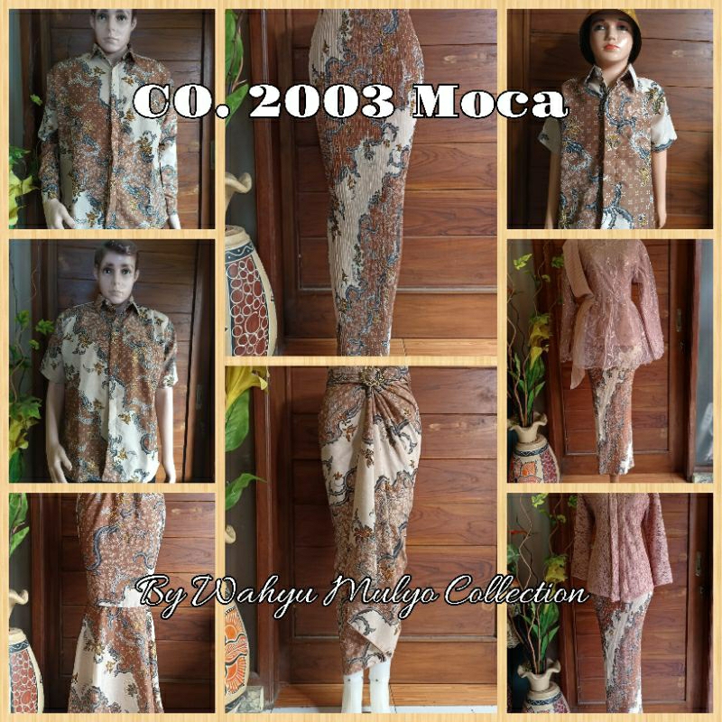 WM ~ Batik Couple Keluarga 2003 Moca Set Kebaya Batik Semi Sutra Batik Kondangan Dan Wisuda