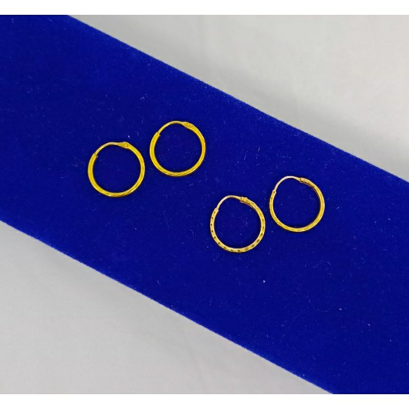 anting ring gypsy variasi polos &amp; ukir/perak asli silver 925 lapis emas/perhiasan fashion wanita terbaru