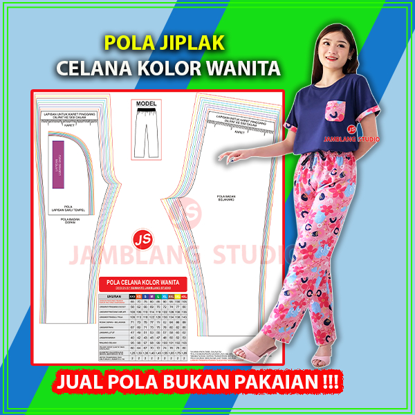 Pola Jiplak Celana Kolor Wanita 6 in 1 Jip 065