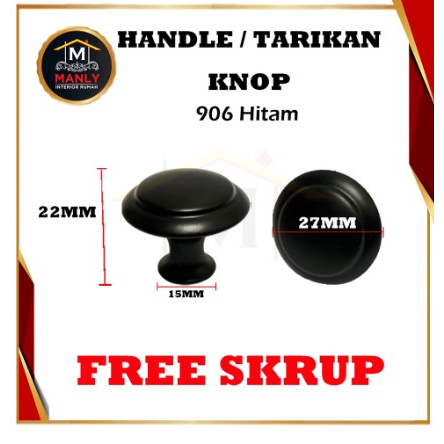 Tarikan Handel Knop 906 hitam isi 40pcs